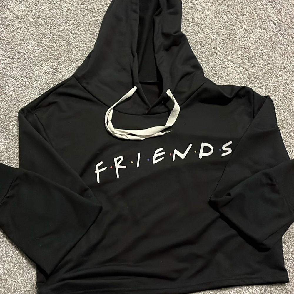 "Friends" hooded long sleeve crop top